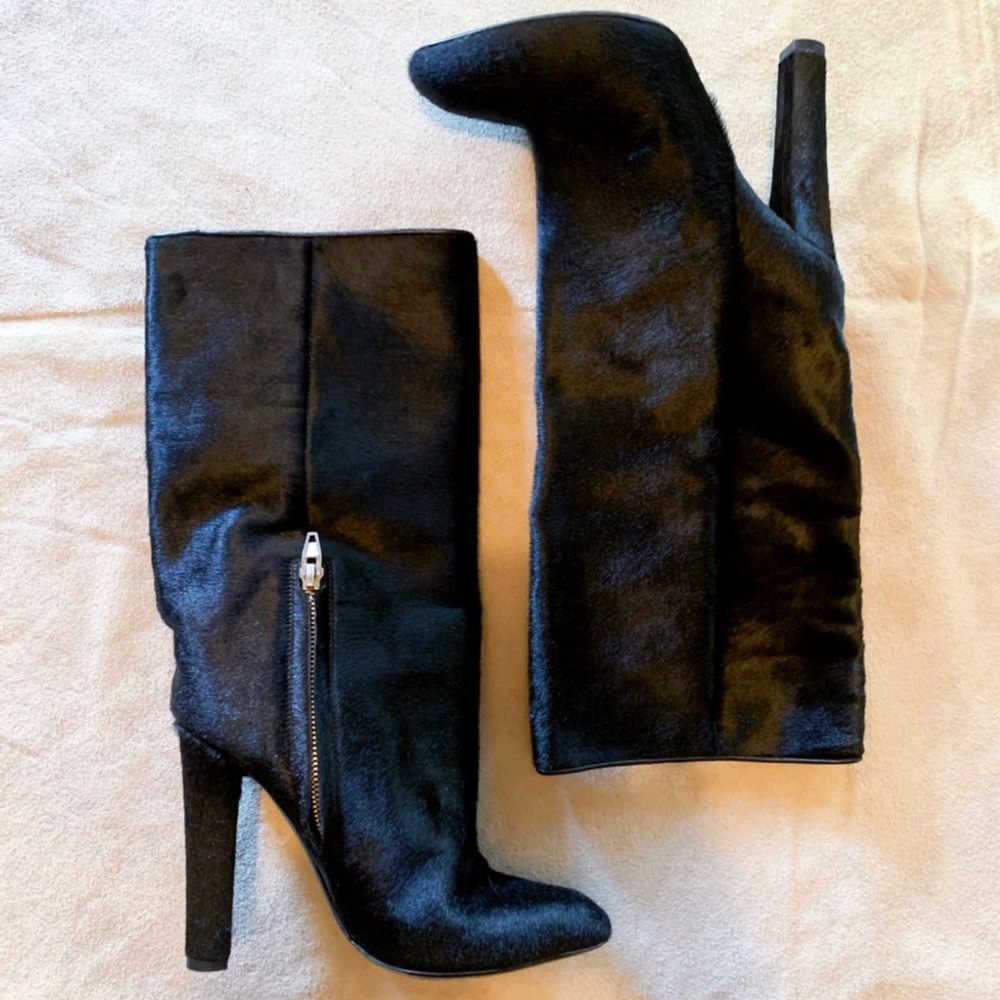 ICONIC ALEXANDER WANG EDYTHE BLACK CALF HAIR BOOTS